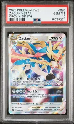 2023 POKEMON SWORD AND SHIELD CROWN ZENITH #096 ZACIAN VSTAR PSA 10 - Image 1
