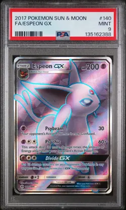 2017 POKEMON SUN & MOON #140 FULL ART/ESPEON GX PSA 9 - Image 1
