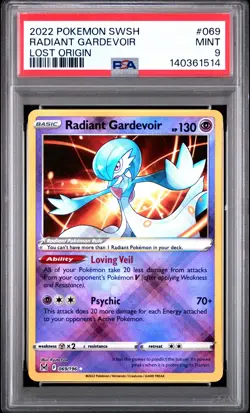 2022 POKEMON SWORD & SHIELD LOST ORIGIN #069 RADIANT GARDEVOIR PSA 9 - Image 1