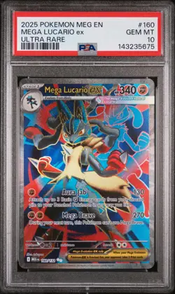 143235675 Mega Lucario ex 2025 Pokemon Mega Evolution #160 PSA 10 - Image 1