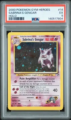140517804 Sabrina's Gengar 2000 Pokemon Gym Heroes #14 Holo PSA 5 - Image 1
