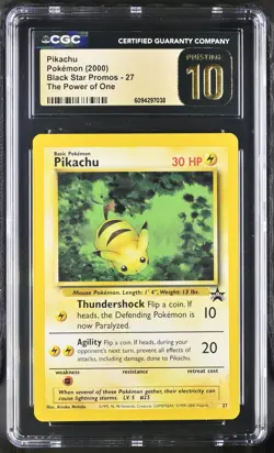 CGC 10 PRISTINE Pikachu 27 "Bumblebee" WOTC Black Star Promo Pokemon Card 038 - Image 1