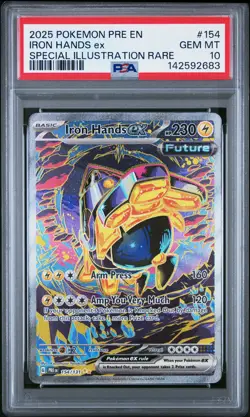 2025 POKEMON PRE SPECIAL ILLUSTRATION RARE #154 IRON HANDS EX PSA 10 - Image 1