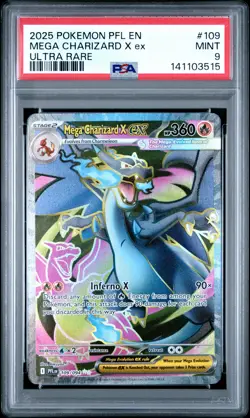 2025 POKEMON PFL EN-PHANTASMAL FLAMES ULTRA RARE #109 MEGA CHARIZARD X EX PSA 9 - Image 1