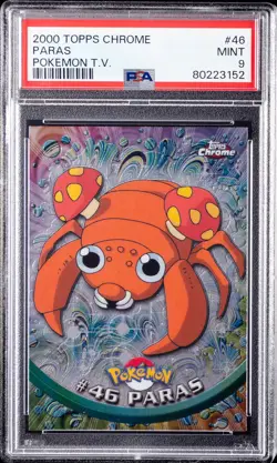 2000 TOPPS CHROME POKEMON T.V. #46 PARAS PSA 9 - Image 1