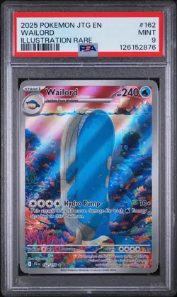 2025 POKEMON JTG EN-JOURNEY TOGETHER ILLUSTRATION RARE #162 WAILORD PSA 9 - Image 1