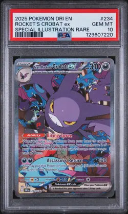 Pokemon S&V Destined Rivals #234 SIR Team Rocket's Crobat ex PSA 10 Gem Mint - Image 1