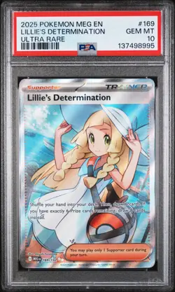 2025 Pokemon Mega Evolution Base #169 FA Lillie's Determination PSA 10 Gem Mint - Image 1