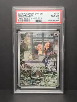 2023 POKEMON SVP EN-SV OBSIDIAN FLAMES ETB PROMO #044 CHARMANDER PSA 8 - Image 1