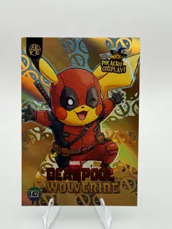 Pokemon Pikachu Cosplay Deadpool Wolverine Card #E42 Gold Holo - Image 1