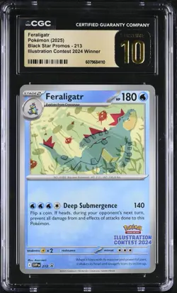 2025 POKEMON PROMO #213 FERALIGATR CGC Pristine 10 ILLUSTRATION CONTEST 2024 - Image 1