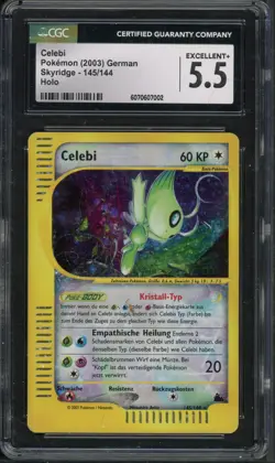 Pokemon CGC 5.5 German Skyridge Holo Crystal Celebi 145/144 - Image 1