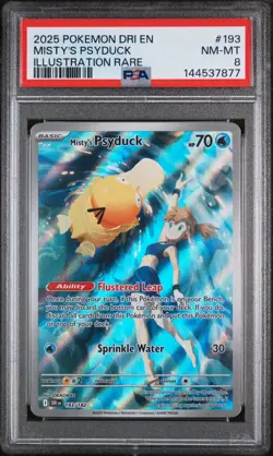 2025 POKEMON DRI EN-DESTINED RIVALS ILLUSTRATION RARE #193 MISTY'S PSYDUCK PSA 8 - Image 1