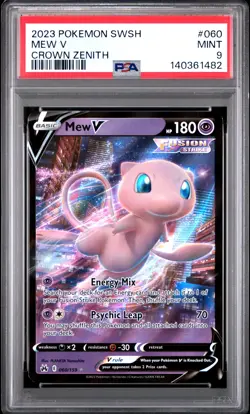 2023 POKEMON SWORD & SHIELD CROWN ZENITH #060 MEW V PSA 9 - Image 1
