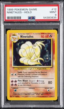 1999 POKEMON BASE SET UNLIMITED #12 NINETALES-HOLO PSA 9 - Image 1