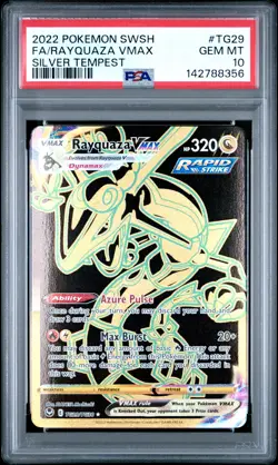 2022 POKEMON SWORD & SHIELD SILVER TEMPEST #TG29 FULL ART/RAYQUAZA VMAX PSA 10 - Image 1