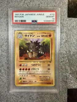 1997 P.M. JAPANESE JUNGLE RHYDON #112 PSA 10 GEM MINT Pokemon Card - Image 1