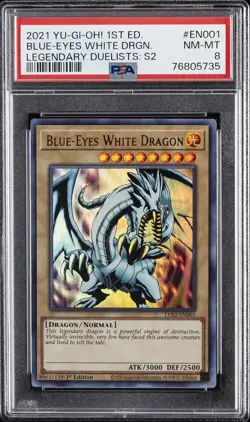 2021 YU-GI-OH! LEGEND DUELISTS: SEASON 2 1ST ED BLUE-EYES WHITE DRAGON PSA 8 - Image 1