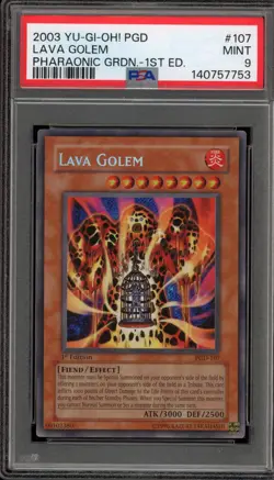 Yu-Gi-Oh! Lava Golem Pharaonic Guardian 1st Edition Secret Rare PGD-107 PSA 9 - Image 1