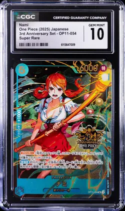 2025 ONE PIECE JAPANESE 3RD ANNIVERSARY SET SUPER RARE #OP11-054 NAMI CGC 10 - Image 1