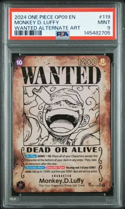 2024 ONE PIECE EMPERORS IN THE NEW WORLD WANTED ALT ART MONKEY D. LUFFY PSA 9 - Image 1