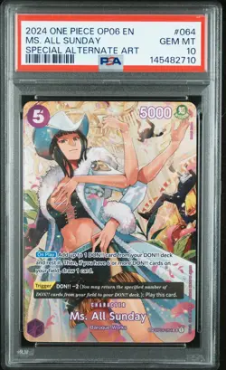 2024 ONE PIECE EN OP06-WINGS OF THE CAPTAIN SP ALT ART 064 MS. ALL SUNDAY PSA 10 - Image 1