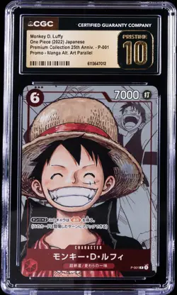 2022 ONE PIECE JPN PROMO MANGA ALT ART #P-001 MONKEY D. LUFFY CGC 10 PRISTINE - Image 1