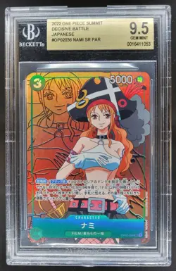 2022 One Piece Summit Decisive Battle JPN Nami Secret Rare OP02-036 BGS 9.5 DL - Image 1