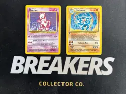 1999 Base Set Vintage Pokemon 2 Card Lot: Holo 1st Edition Machamp & Mewtwo - Image 1