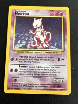 1999 Base Set Vintage Pokemon 2 Card Lot: Holo 1st Edition Machamp & Mewtwo - Image 2