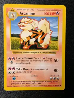 Pokemon TCG Arcanine Base Set, Shadowless Card 23/102 - Image 1