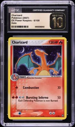 2007 Pokemon EX Power Keepers Charizard Holo Card #6/108 CGC PRISTINE 10 POP 3 - Image 1