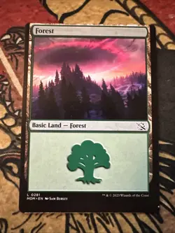 Mtg Magic Miscut Misprint Error Forest 281 MOM Card - Image 1