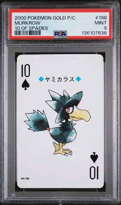 2000 POKEMON GOLD VERSION PLAYING CARDS 10 OF SPADES #198 MURKROW PSA 9 - Image 1
