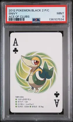 2012 POKEMON BLACK 2 PLAYING CARDS ACE OF CLUBS SNIVY PSA 9 - Image 1