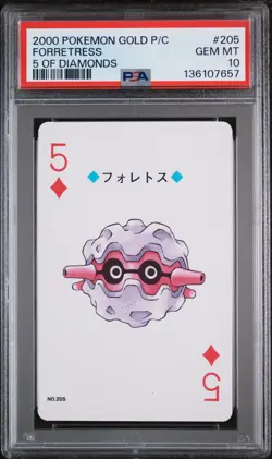 2000 POKEMON GOLD VERSION PLAYING CARDS 5 OF DIAMONDS #205 FORRETRESS PSA 10 - Image 1
