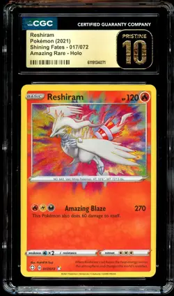 CGC 10 PRISTINE Reshiram 017/072 AMAZING RARE Shining Fates Pokemon Card 071 - Image 2