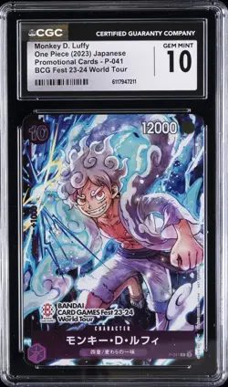 2023 ONE PIECE PROMO CARDS JPN WORLD TOUR MONKEY D. LUFFY CGC 10 GEM MINT - Image 1