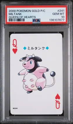 2000 POKEMON GOLD VERSION PLAYING CARDS QUEEN OF HEARTS #241 MILTANK PSA 10 - Image 1