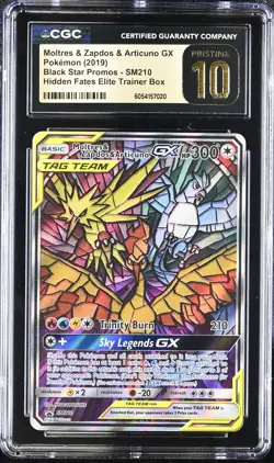 CGC 10 PRISTINE Moltres Zapdos & Articuno GX SM210 HIDDEN FATES Pokemon Card 020 - Image 1
