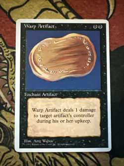 Mtg Magic 4th Edition Off Center Warp Artifact Dark Print Back Misprint Error - Image 1