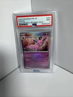 2025 Pokemon Pre En Espeon Master Ball Reverse Holo Psa 9 - Image 1