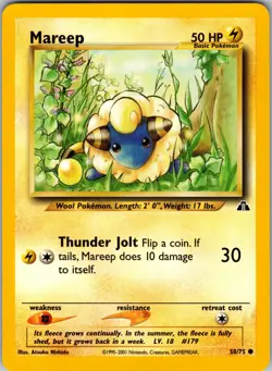 Mareep 58/75 Neo Discovery Pokemon TCG LP - Image 1