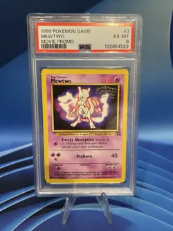 1999 Pokemon Movie Promo Mewtwo WB Gold Stamp PSA 6 - Image 1
