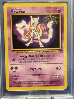 1999 Pokemon Movie Promo Mewtwo WB Gold Stamp PSA 6 - Image 3