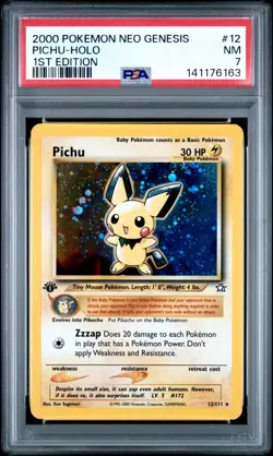 141176163 Pichu 2000 Pokemon Neo Genesis 1st Edition #12 Holo PSA 7 - Image 1