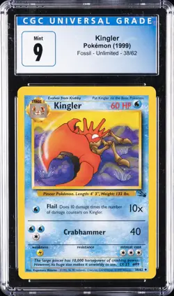 1999 POKEMON FOSSIL UNLIMITED #38 KINGLER CGC 9 - Image 1