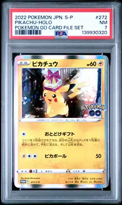 2022 POKEMON JPN S PROMO POKEMON GO CARD FILE SET #272 PIKACHU-HOLO PSA 7 - Image 1