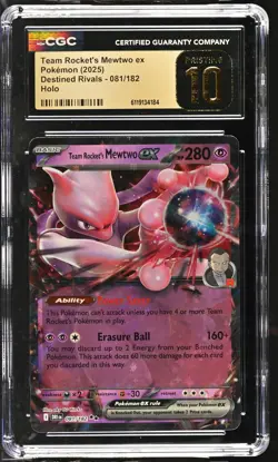 CGC 10 PRISTINE Team Rocket's Mewtwo EX 081/182 HOLO Pokemon Card 184 - Image 1