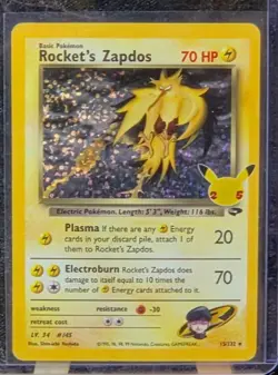 Pokemon TCG Rockets Zapdos Holo Classic Collection 15/132 Celebrations - Image 1